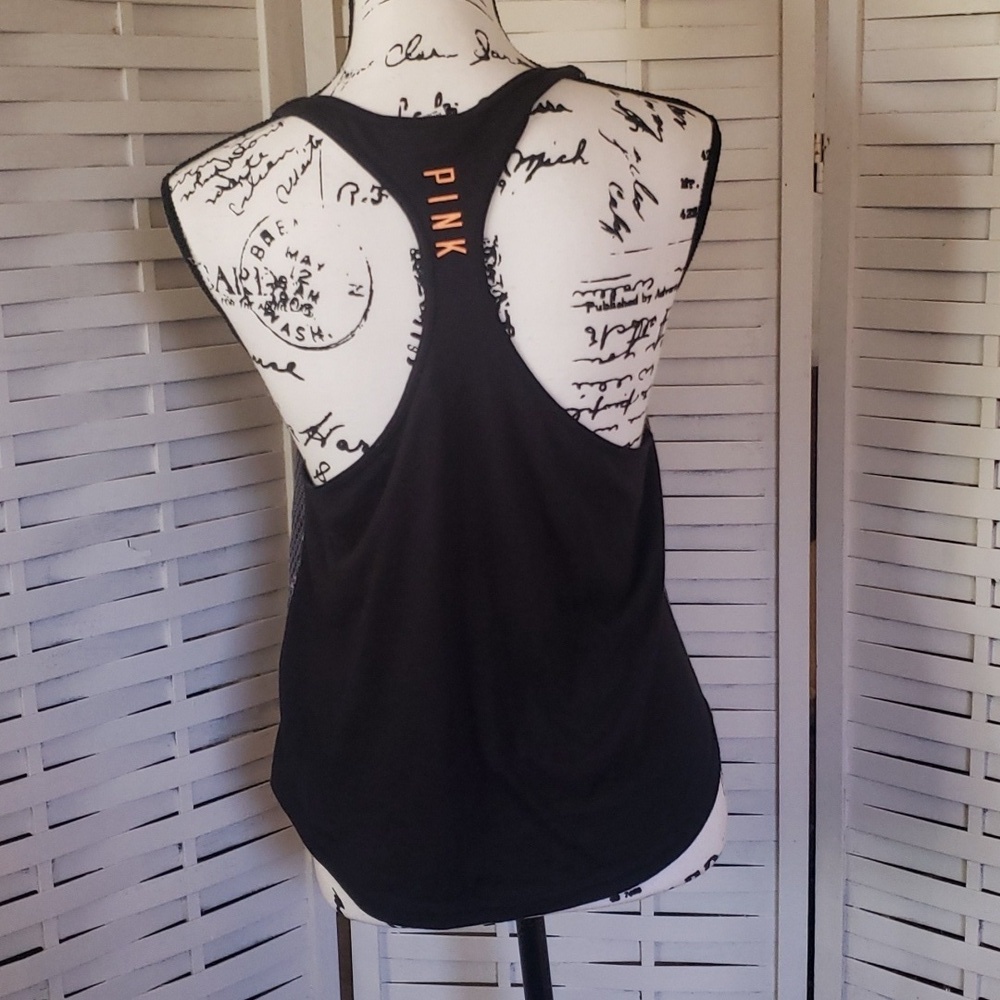PINK by Victoria Secret GIANTS black sequin racerback tank S - Picture 2 of 3